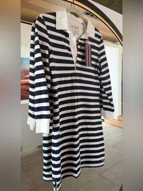NWT Jack Wills RARE Longburgh Striped Rugby Polo Mini Dress Navy White Size US 4